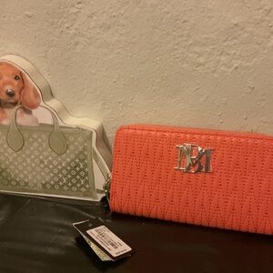 Badgley Mischka Coral Wallet with Silver Logo
